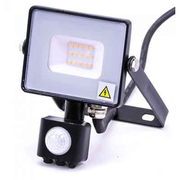 PRO VT-10-S faro led 10W ultra slim nero con sensore PIR bianco caldo 300K IP65 - SKU 436-Leggi tutto