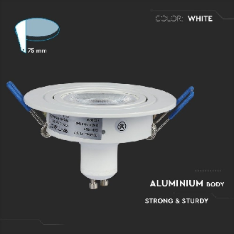 Portafaretto incasso rotondo regolabile 1*GU10 Mod. VT-782RD SKU 3599 - Bianco-Leggi tutto