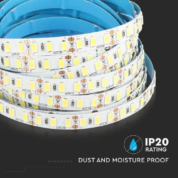 VT-5730 Striscia led strip 5Mt 2000lm/mt bianco freddo120led/mt 100lm/W 6000k IP20 sku 212161-Leggi tutto