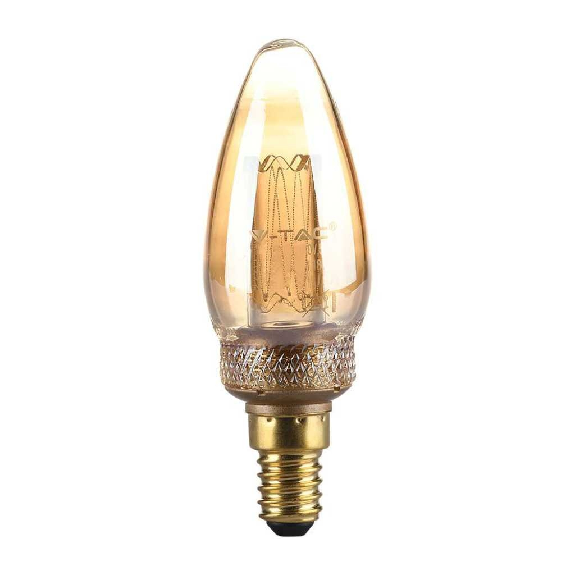 VT-2152 Lampadina LED 2W E14 Vetro Ambrato con incisioni laser filamento bianco caldo 1800K - 217472-Leggi tutto