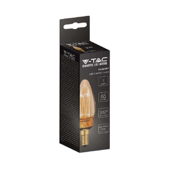 VT-2152 Lampadina LED 2W E14 Vetro Ambrato con incisioni laser filamento bianco caldo 1800K - 217472-Leggi tutto
