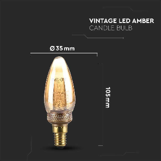 VT-2152 Lampadina LED 2W E14 Vetro Ambrato con incisioni laser filamento bianco caldo 1800K - 217472-Leggi tutto