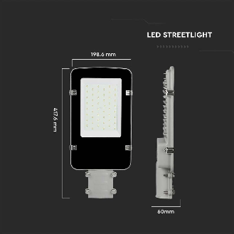 PRO VT-30ST Armatura stradale lampada led 30W colore grigio chip samsung bianco naturale 4000K slim IP65 - sku 215251-Leggi tutto