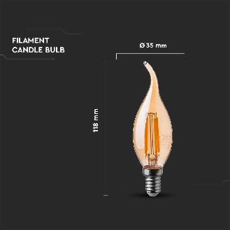 VT-1948 Lampadina LED fiamma lampada Ambrata 4W filamento E14 2200K - 217114-Leggi tutto