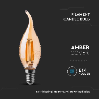 VT-1948 Lampadina LED fiamma lampada Ambrata 4W filamento E14 2200K - 217114-Leggi tutto