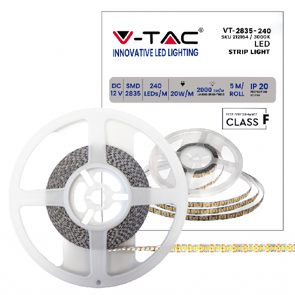 Striscia 1200led Strip LED 12V 20W / M SMD2835 5M Alta Luminosità 2000lm / m 3000K IP20 SKU 212164-Lire la description