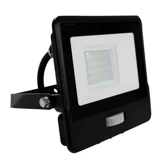 VT-128S-1 faro led 20W chip samsung con sensore di movimento PIR e crepuscolare bianco caldo 3000K slim alluminio nero IP65 - SKU 20283-Leggi tutto