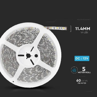 Striscia 300LED 11W/mt SMD5050 strip 5M IP65 - Mod. VT-5050 SKU 212149 - Bianco Caldo 3000K-Leggi tutto