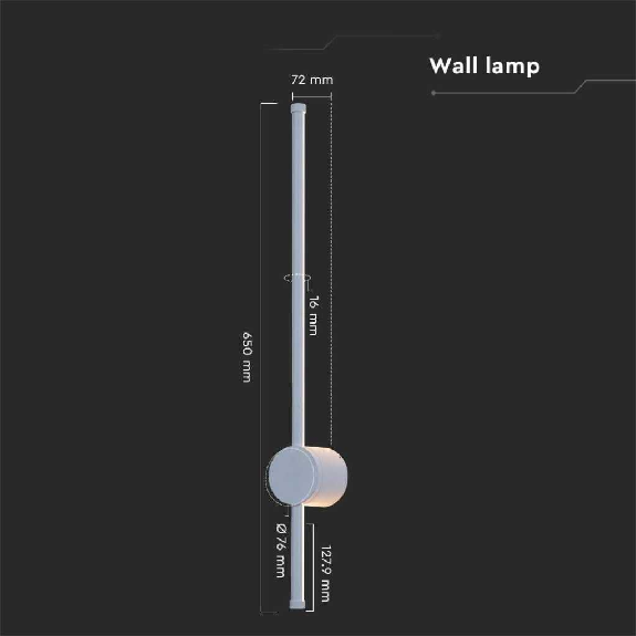 VT-11112 lampada da parete moderna 70cm 12W luce notturna 4000K illuminazione a parete bianco caldo per soggiorno ra colore bianco sku 6833-Leggi tutto