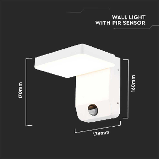 VT-11020 lampada led da parete con sensore PIR faro 17W 150lm/w illuminazione facciate quadrato colore bianco 4000k design moderno IP65 sku 2947-Leggi tutto