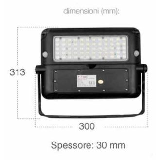 VT-787-10 faro led 10W slim autoalimentato nero con pannello solare e sensore pir bianco naturale 4000K - sku 9869-Leggi tutto
