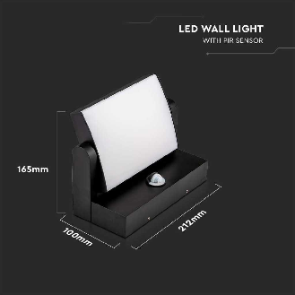 VT-11020 lampada led da parete con sensore PIR faro 17W 150lm/w illuminazione facciate colore nero 4000k orientabile IP65 sku 2941-Leggi tutto