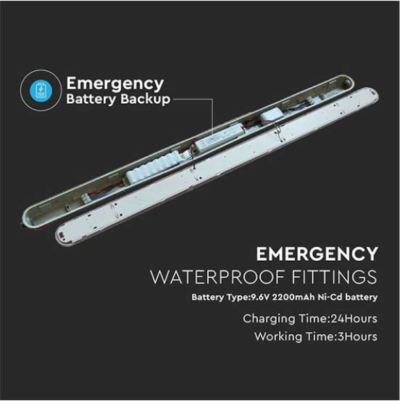 PRO VT-120136 plafoniera chip samsung smd 36W 120LM/W 120CM con kit batteria emergenza corpo bianco IP65 4000k - SKU 2120223-Leggi tutto
