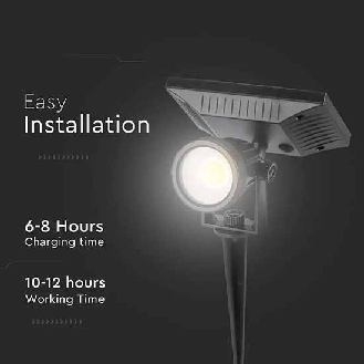 VT-952 Picchetto da giardino LED COB 2W 3000K autoalimentato con pannello solare e crepuscolare orientabile fissaggio a terra IP65 - sku 6660-Leggi tutto