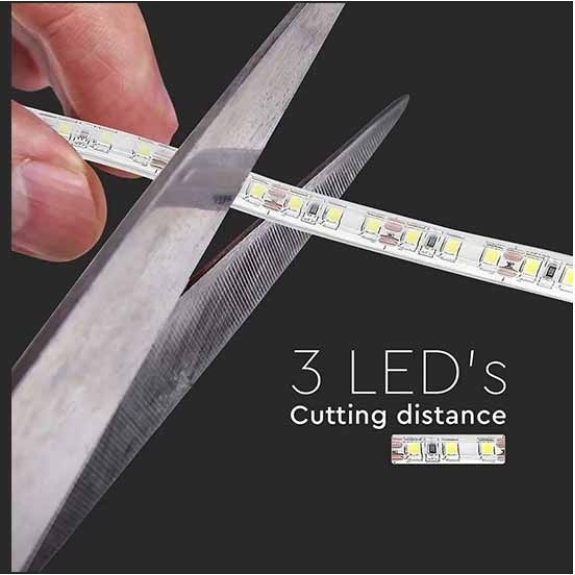VT-3528 Striscia LED 12V SMD3528 5M 8W/M 120LED/M 100LM/W monocolore bianco freddo 6500K IP65 - SKU 212037-Leggi tutto