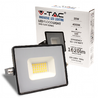 VT-4021 Faro led smd 20W bianco freddo 6400K E-Series G2 ultra slim nero 1620lm IP65 - sku 215948-Leggi tutto