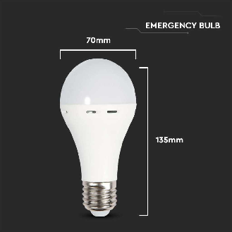 VT-509 lampadina led E27 9W con batteria 3h forma A60 luce 4000k lampada emergenza utilizzabile come torcia sku 7010-Leggi tutto