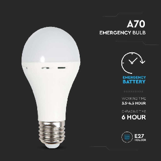 VT-509 lampadina led E27 9W con batteria 3h forma A60 luce 4000k lampada emergenza utilizzabile come torcia sku 7010-Leggi tutto