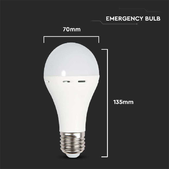 VT-509 lampadina led E27 9W con batteria 3h forma A60 luce 4000k lampada emergenza utilizzabile come torcia sku 7010-Leggi tutto