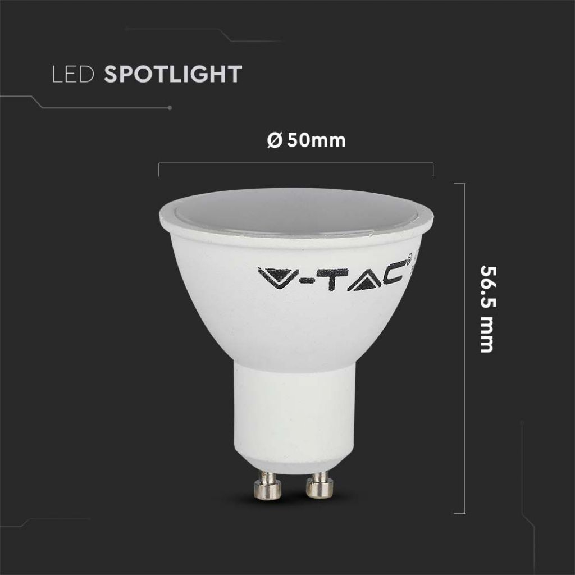 VT-1975 Lampadina Spot LED 4.5W faretto GU10 satinato luce bianco naturale 4000K - 211686-Leggi tutto