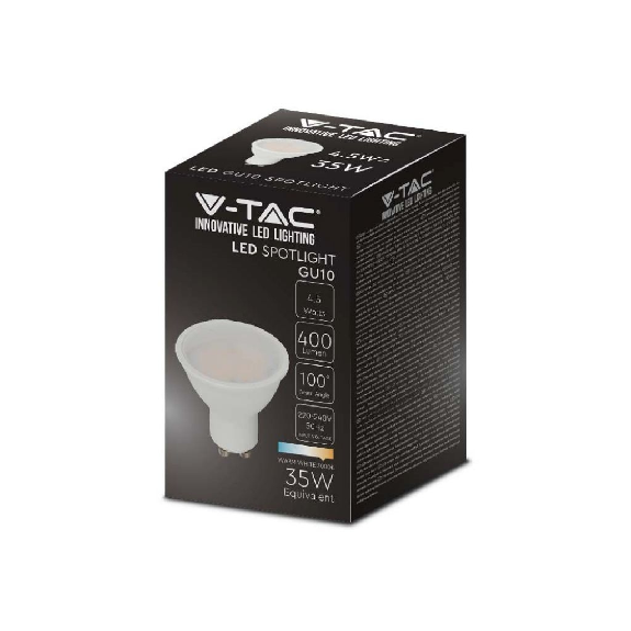 VT-1975 Lampadina Spot LED 4.5W faretto GU10 satinato luce bianco freddo 6400K - 211687-Leggi tutto