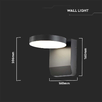 VT-11020 lampada led da parete rotonda faro 17W 150lm/w illuminazione facciate colore nero 4000k design moderno IP65 sku 2953-Leggi tutto