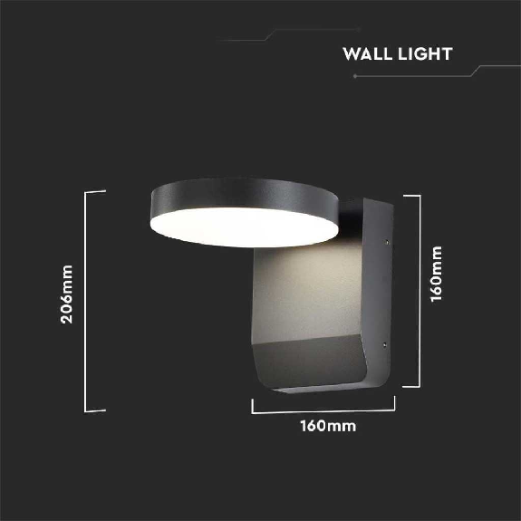VT-11020 lampada led da parete rotonda faro 17W 150lm/w illuminazione facciate colore nero 4000k design moderno IP65 sku 2953-Leggi tutto