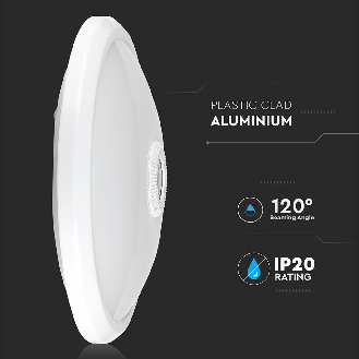 PRO VT-13 Plafoniera led 12w chip samsung circolare con sensore di movimento IR + crepuscolare 6400K IP20 - SKU 21809-Leggi tutto