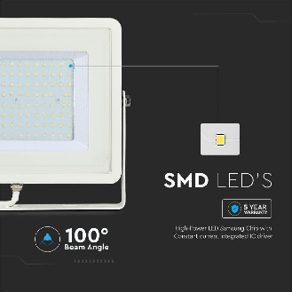 PRO VT-100 Faro led 100W slim alluminio bianco chip Samsung SMD bianco freddo 6400K - SKU 21417-Lire la description