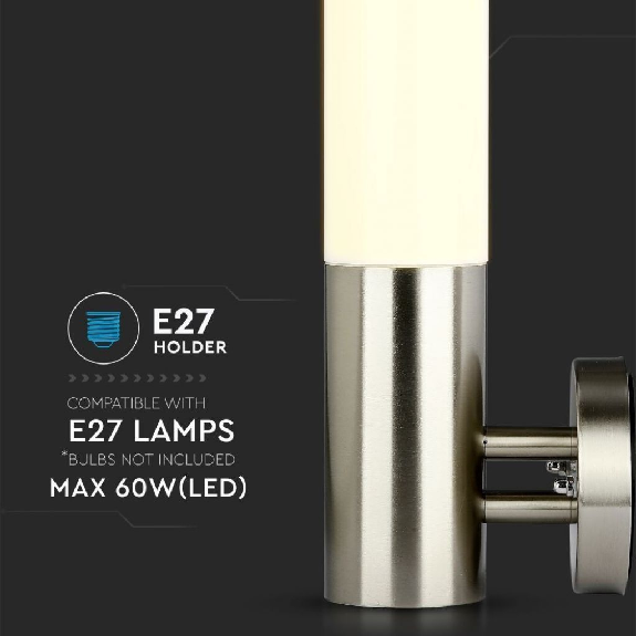 VT-833 lampada led da giardino con portalampada da parete in acciaio inox E27 IP44 - sku 8624-Leggi tutto