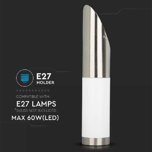 VT-832 Portalampada Wall Light da parete inclinata in acciaio inox 1xE27 IP44 - sku 8623-Leggi tutto