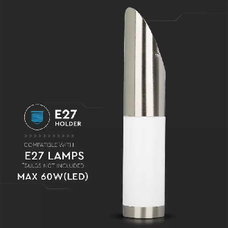 VT-832 Portalampada Wall Light da parete inclinata in acciaio inox 1xE27 IP44 - sku 8623-Leggi tutto