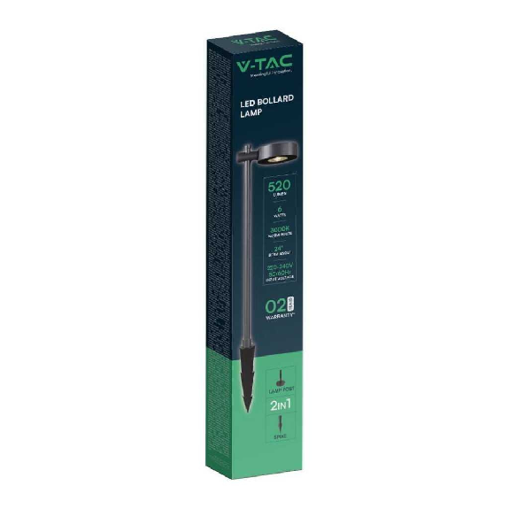 VT-11107 Lampada led da Giardino con picchetto lampioncino viale segnapassi 6W colore nero h102cm luce 4000k IP65 sku 6839-Leggi tutto
