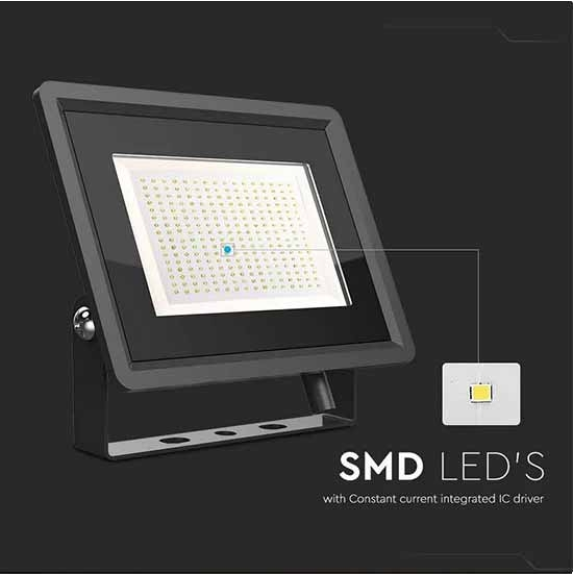 VT-49204 Faro led floodlight 200W SMD 88LM/W 110° bianco freddo 6500K slim alluminio nero IP65 - SKU 6734-Leggi tutto