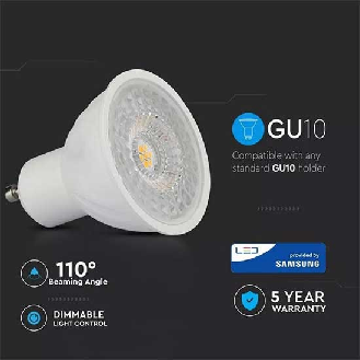 PRO VT-247D Lampadina spot led faretto chip samsung SMD 6W dimmerabile GU10 bianco naturale 4000K - SKU 21199-Leggi tutto