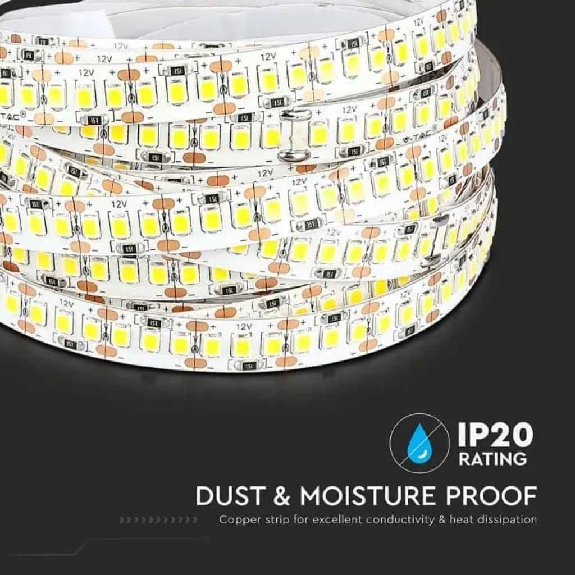 VT-2835-17 Striscia led strip SMD2835 5Mt 8.500LM 120° IP20 12V luce bianco freddo 6400K sku 212463-Leggi tutto