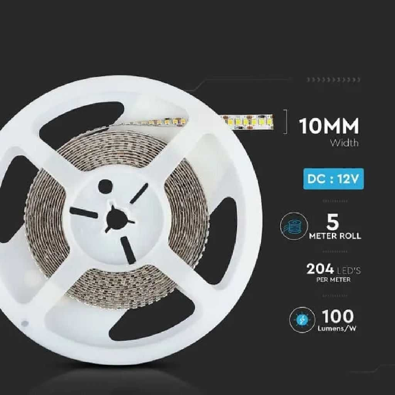 VT-2835-17 Striscia led strip SMD2835 5Mt 8.500LM 120° IP20 12V luce bianco freddo 6400K sku 212463-Leggi tutto