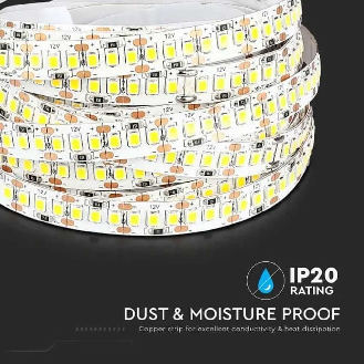 VT-2835-17 Striscia led strip SMD2835 5Mt 8.500LM 120° IP20 12V luce bianco freddo 6400K sku 212463-Leggi tutto
