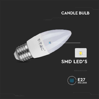 VT-1821 Lampadina Candela LED 4,5W E27 bianco caldo 2700K - SKU 2143421-Leggi tutto