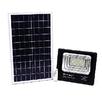 VT-100W Faro led 100W autoalimentato nero con pannello solare e telecomando 4000K IP65  sku 8576-Leggi tutto
