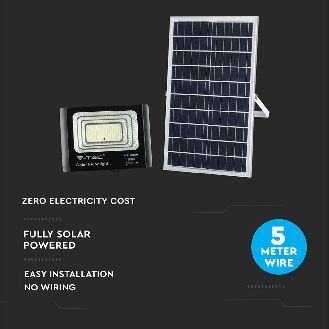VT-100W Faro led 100W autoalimentato nero con pannello solare e telecomando 4000K IP65  sku 8576-Leggi tutto