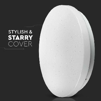 VT-8424 Plafoniera led 24W rotonda colore bianco effetto cielo stellato cambia colore CCT 3in1 switch interno IP20 - sku 217606-Leggi tutto