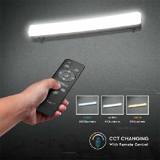 VT-120018 Plafoniera lineare led 18W autoalimentata a batteria con pannello solare color change 3in1 con telecomando IP65 IK08 - SKU 6500-Leggi tutto