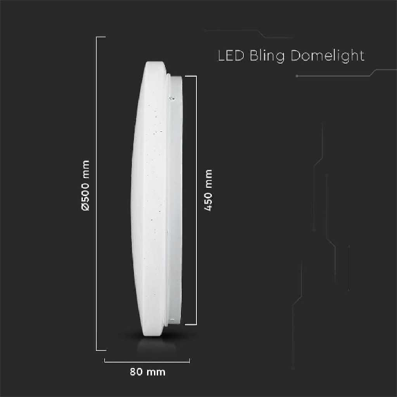 VT-8436 Plafoniera led 36W rotonda bianca effetto cielo stellato cambia colore CCT 3in1 switch interno IP20 - sku 217608-Leggi tutto
