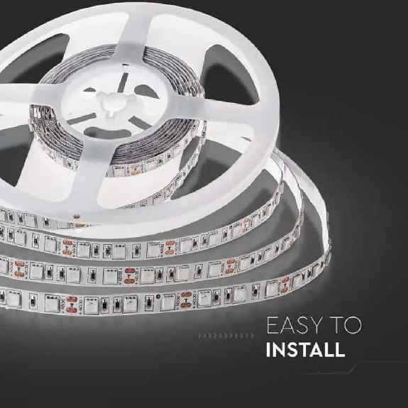 VT-5050 Striscia 300LED SMD5050 strip led 12V 5Mt 11W/m 60led/m IP20 bianco naturale 4000K - SKU 212143-Leggi tutto