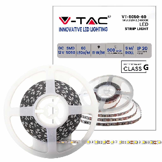 VT-5050 Striscia 300LED SMD5050 strip led 12V 5Mt 11W/m 60led/m IP20 bianco naturale 4000K - SKU 212143-Leggi tutto