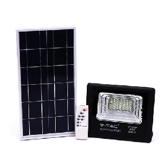 VT-25W Faro led 25W autoalimentato nero con pannello solare 12W e telecomando 4000K IP65  sku 8573-Lire la description