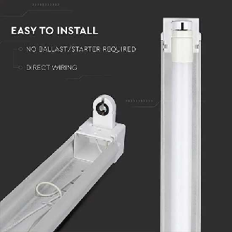 VT-16010 Plafoniera singola per tubi LED T8 da 60cm corpo in metallo bianco IP20 - sku 6052-Leggi tutto