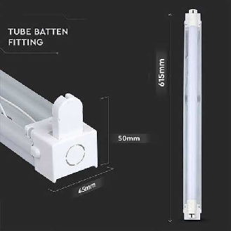 VT-16010 Plafoniera singola per tubi LED T8 da 60cm corpo in metallo bianco IP20 - sku 6052-Leggi tutto