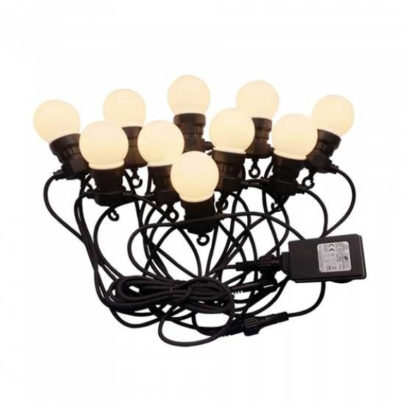 VT -71020 Catenaire LED LED LED 10mt avec 20 Mini Globo 0,5W 3000K Brades Fedable Shuko IP44 - SKU 217439-Lire la description